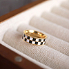 Black & White Checkerboard Stainless Steel Enamel Finger Rings FS-WG83B81-04-3