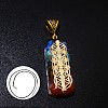 Natural & Synthetic Mixed Gemstone Rectangle Pendant Necklace DP0234-2-1