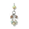 6Pcs 6 Styles Mixed Stone Round Tassel Big Pendants PALLOY-JF03281-2