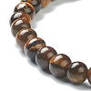 Natural Tiger Eye Beaded Stretch Bracelets X-BJEW-D446-B-32-3