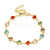 Heart Brass Link Bracelets for Woman BJEW-S157-04G-4