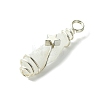 2Pcs Electroplated Natural Quartz Crystal Dyed Copper Wire Wrapped Pendants PALLOY-JF03163-02-4