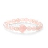 Fashionable Heart & Round Natural Rose Quartz Beaded Stretch Bracelets for Women Men EN4450-6-1