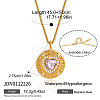 304 Stainless Steel Pave Pink Cubic Zirconia Coin Pendant Box Chain Necklaces for Women WG1E0CB-02-1