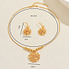 Brass Hollow Flower Hoop Earrings & Pendant Necklaces Sets for Women JE0471-2