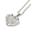 Heart Brass Micro Pave Clear Cubic Zirconia for Women NJEW-B100-07P-1