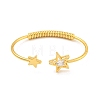 Star Brass Pave Clear Cubic Zirconia Open Cuff Bangles for Women BJEW-G704-03G-2