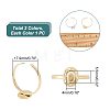 Unicraftale 2Pcs 2 Colors 304 Stainless Steel Open Cuff Finger Ring Cabochon Settings STAS-UN0045-16-3
