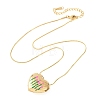 304 Stainless Steel Enamel Heart with Flower Pendant Necklaces for Women NJEW-D347-01G-01-4