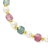 Adjustable Natural Tourmaline & Cultured Freshwater Pearl Beads Slider Bracelets for Women BJEW-JB13609-01-3
