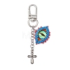 Evil Eye Glass Seed Loom & Cross Alloy Pendant Decoration HJEW-MZ00082-1