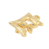 Brass Crystal Rhinestone Letter Links Connector Charms KK-S395-06G-E-2