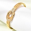 304 Stainless Steel Crystal Rhinestone Knot Hinged Cuff Bangles for Women SA-CBAF851-09G-3