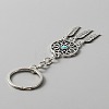 Woven Net/Web with Feather Alloy & Resin Pendant Keychain KEYC-WH0029-71AS-3