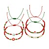 4Pcs Christmas Glass & Plastic Beaded Adjustable Bracelet Set for Women YO6300-5
