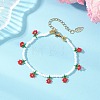 Floral Glass Seed Bead Charm Bracelets for Women BJEW-MZ00306-3