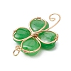 Dyed Natural Malaysia Jade Copper Wire Wrapped Shamrock Pendants PALLOY-JF02972-02-4