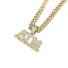 Hiphop Style Zinc Alloy Full Crystal Rhinestone Letter ATM After The Money Pendant Cuban Link Chain Necklaces for Men WG47302-01-3