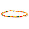 Summer Theme Glass Seed Bead & Brass Beads Stretch Bracelets MU3980-5-1