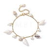 Natural Spiral Shell & Glass Pearl Charm Bracelets BJEW-JB09973-1