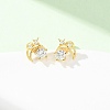 S995 Sterling Silver Clear Cubic Zirconia Stud Earrings EJEW-C179-02G-3