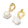 Brass Natural Keshi Pearl Stud Dangle Earrings EJEW-JE07093-4