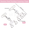 2Pcs 2 Styles Stainless Steel Necklace Layering Clasps FIND-BBC0005-10P-2