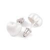 Heart Brass Stud Earrings for Women EJEW-G391-07S-3