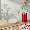 1 Set Iron Display Stands with Rhombus Wooden Base for Natural Selenite Bar ODIS-MA0001-04A-3