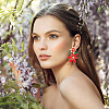 2 Pairs 2 Colors 3D Flower of Life Enamel Dangle Stud Earrings EJEW-FI0001-26-4