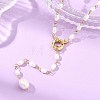 Adjustable 304 Stainless Steel Natural Pearl Rice Link Chain Lariat Y Tassel Necklaces for Women NJEW-JN06148-1