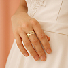 2Pcs 2 Colors Adjustable 304 Stainless Steel Hollow Heart Cuff Rings for Women RJEW-HY0001-09-5
