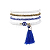 4Pcs 4 Style Glass Seed & Resin Evil Eye Beaded Stretch Bracelets Set BJEW-JB09896-01-1