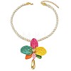 Iron Rhinestone & Raffia Flower Statement Necklace & Earrings Set WGE3BC3-01-3