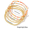 5Pcs 5 Styles Round Brass & Column Glass Seed Beads Stretch Bracelets YH8018-4-2
