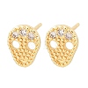 Brass Micro Pave Clear Cubic Zirconia Stud Earrings EJEW-F405-16G-2