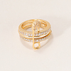 Brass Micro Pave Cubic Zirconia Finger Rings FA7520-3-2
