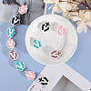 Globleland 16Pcs 4 Colors Hand with Cross Silicone Beads SIL-GL0001-07-5