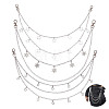 4Pcs 4 Styles Brass & 304 Stainless Steel Double Layer Chains for Jeans Pants with Alloy Star Charms AJEW-GO00009-1