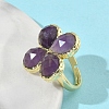 Natural Amethyst Faceted Adjustable Finger Rings for Women RJEW-A092-01G-11-3