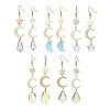 Moon & Star & Sun Brass Asymmetrical Earrings EJEW-JE05458-1