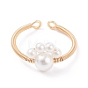 Shell Pearl Paw Print Braided Open Cuff Ring RJEW-TA00034-1