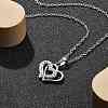 304 Stainless Steel Crystal Rhinestone Heart Pendant Cable Chain Necklaces for Women NJEW-Z056-01B-P-1