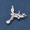 Brass Micro Pave Clear Cubic Zirconia Pendants KK-C168-08S-2