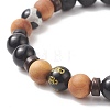 4Pcs 4 Style Natural & Synthetic Mixed Gemstone & Coconut Round Beaded Stretch Bracelets Set BJEW-JB09155-5