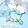 Bowknot Shell Pearl & Glass Pendants Decorations HJEW-TA00218-2