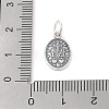 999 Sterling Silver Oval with Virgin Religious Medal Charms with Jump Rings STER-C006-01AS-3