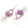 Glass Seed Beaded Dangle Earrings EJEW-MZ00323-03-4