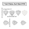 Unicraftale 18Pcs 3 Style 304 Stainless Steel Pendants STAS-UN0025-66-5