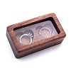 Rectangle Wood Wedding Couple Ring Storage Boxes with Visible Magnetic Cover PW-WG62632-01-1